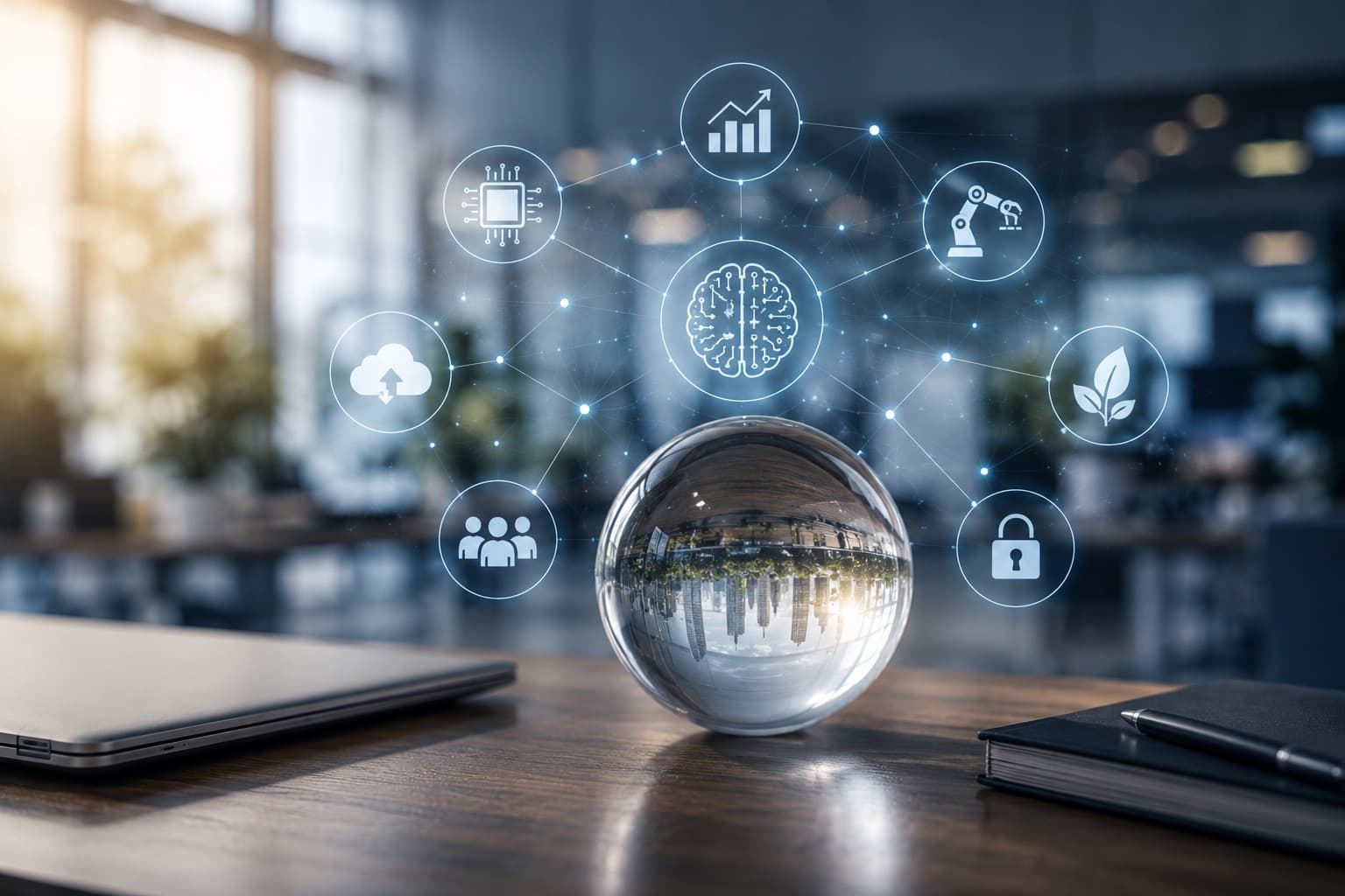 KI-Trends im Mittelstand, vernetzte Anwendungsfelder als Visualisierung